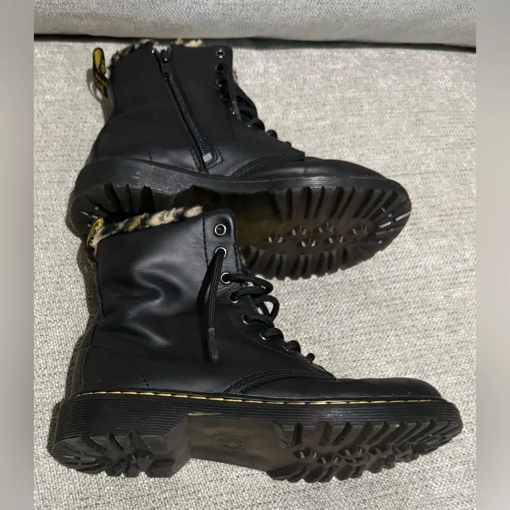 Dr. Martens Black Boots with Leopard Print